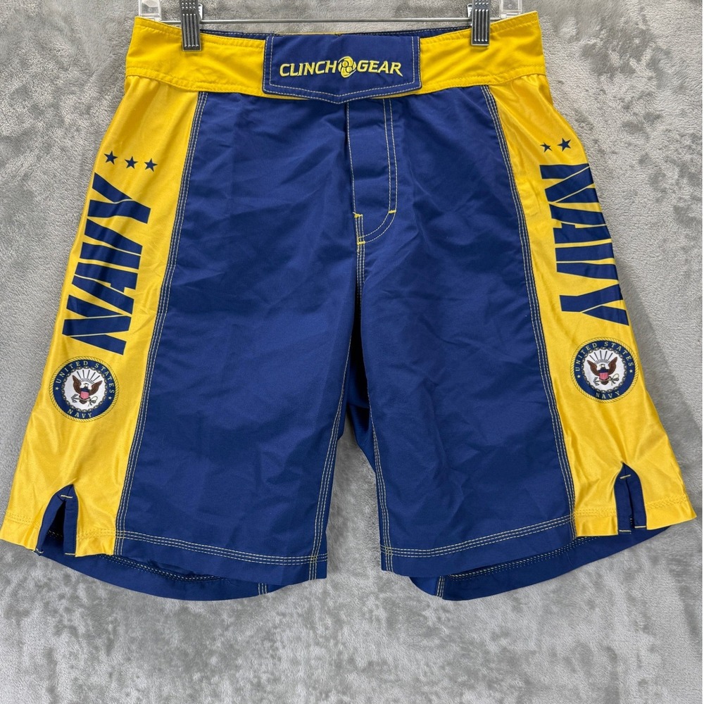 Clinch Gear US Navy‎ MMA Fight Shorts Mens 28 Blue Yellow Combat Training Trunks